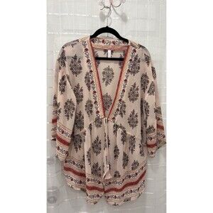 Xhilaration Boho Floral Kimono Cardigan M/L Tassel Tie Front Lightweight Top